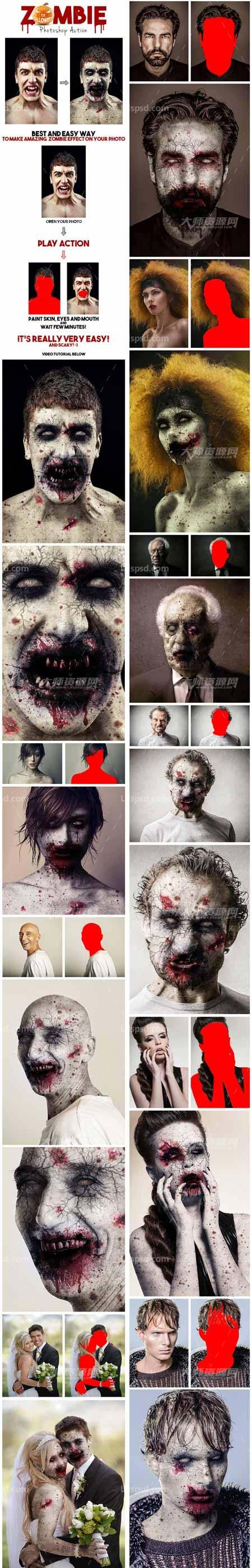 Zombie Photoshop Action,极品PS动作－僵尸特效